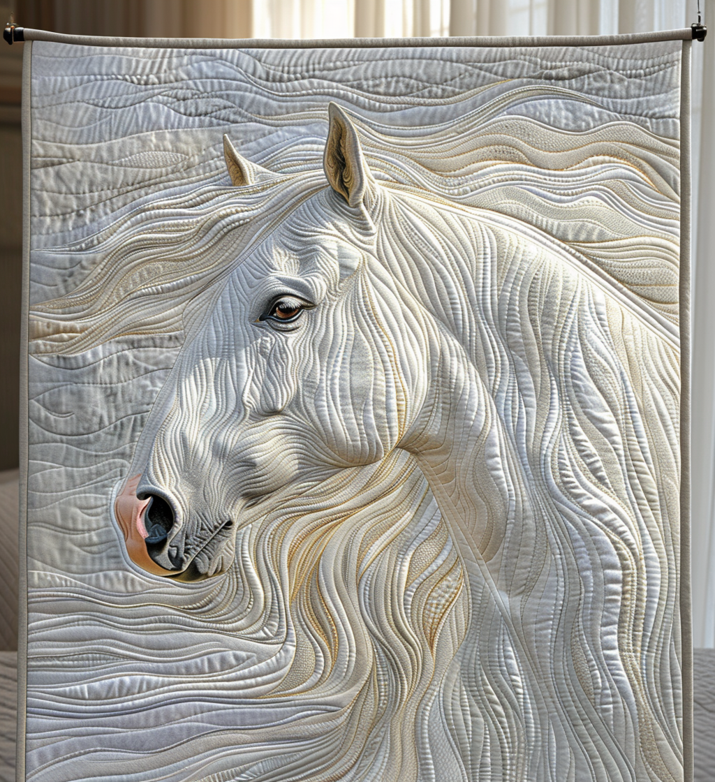 White Horse Quilted Blanket Luxury Gifts For Horse Lovers