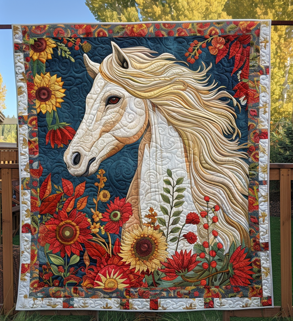 White Horse Supremacy Quilted Blanket Equine Gifts For Horse Lovers