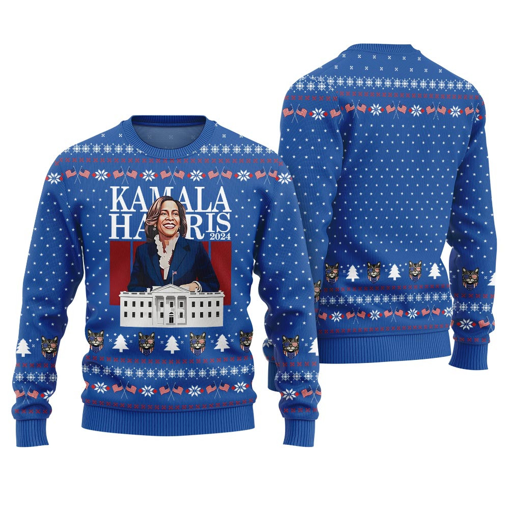 White House And Kamala Harris Ugly Sweater Adults Royal Perfect Merch Gift for the Christmas Season
