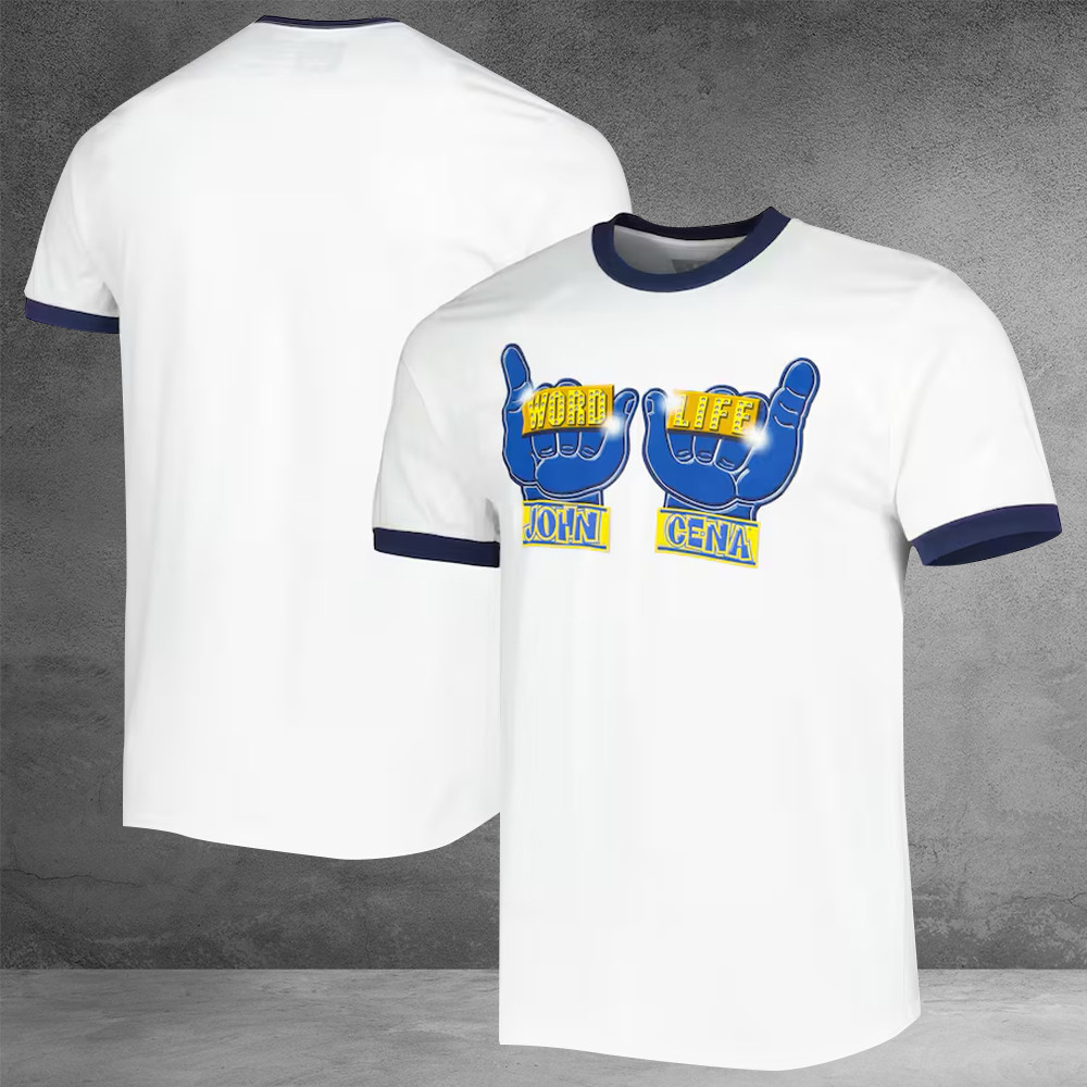 White John Cena Word Life Ringer T-Shirt WWE Men's John Cena Shirt Best Gifts