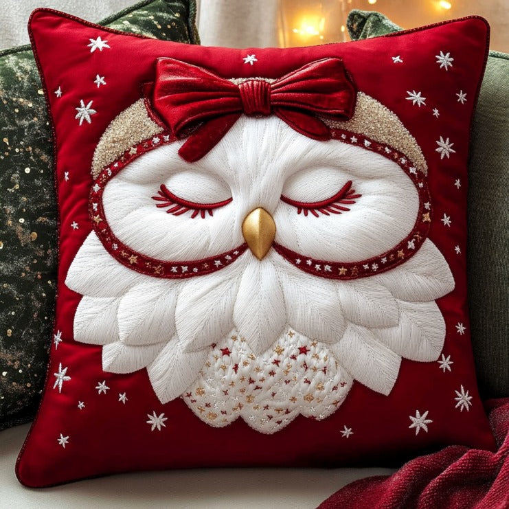 White Owl Quilted Pillow Case Holiday Pillows Christmas Gifts For Mum From Daughter