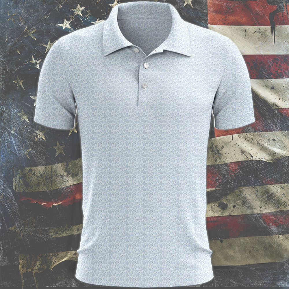 White Paisley Polo Shirt Golf Clothes Men Cool Gifts For Golf Lovers Gifts For Husband
