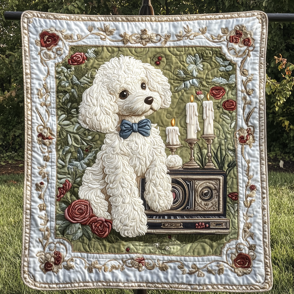 White Poodle Magic Quilted Blanket Best Christmas Gifts For Dog Lovers