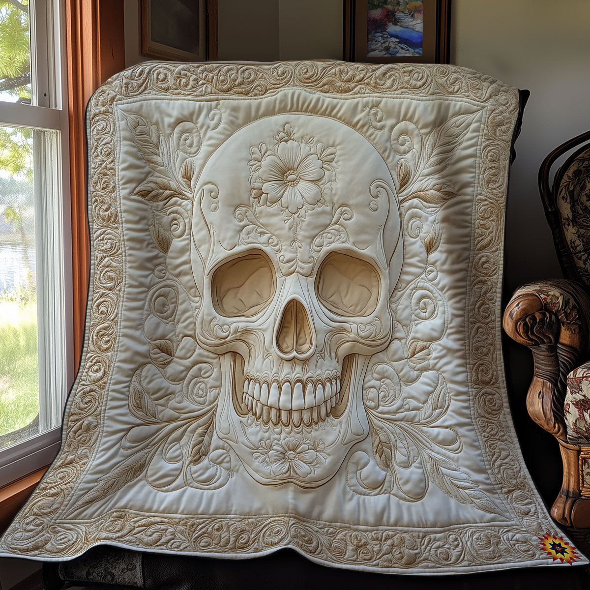 White Skull Quilt Blanket Couch Blanket Perfect Mother' Day Gifts