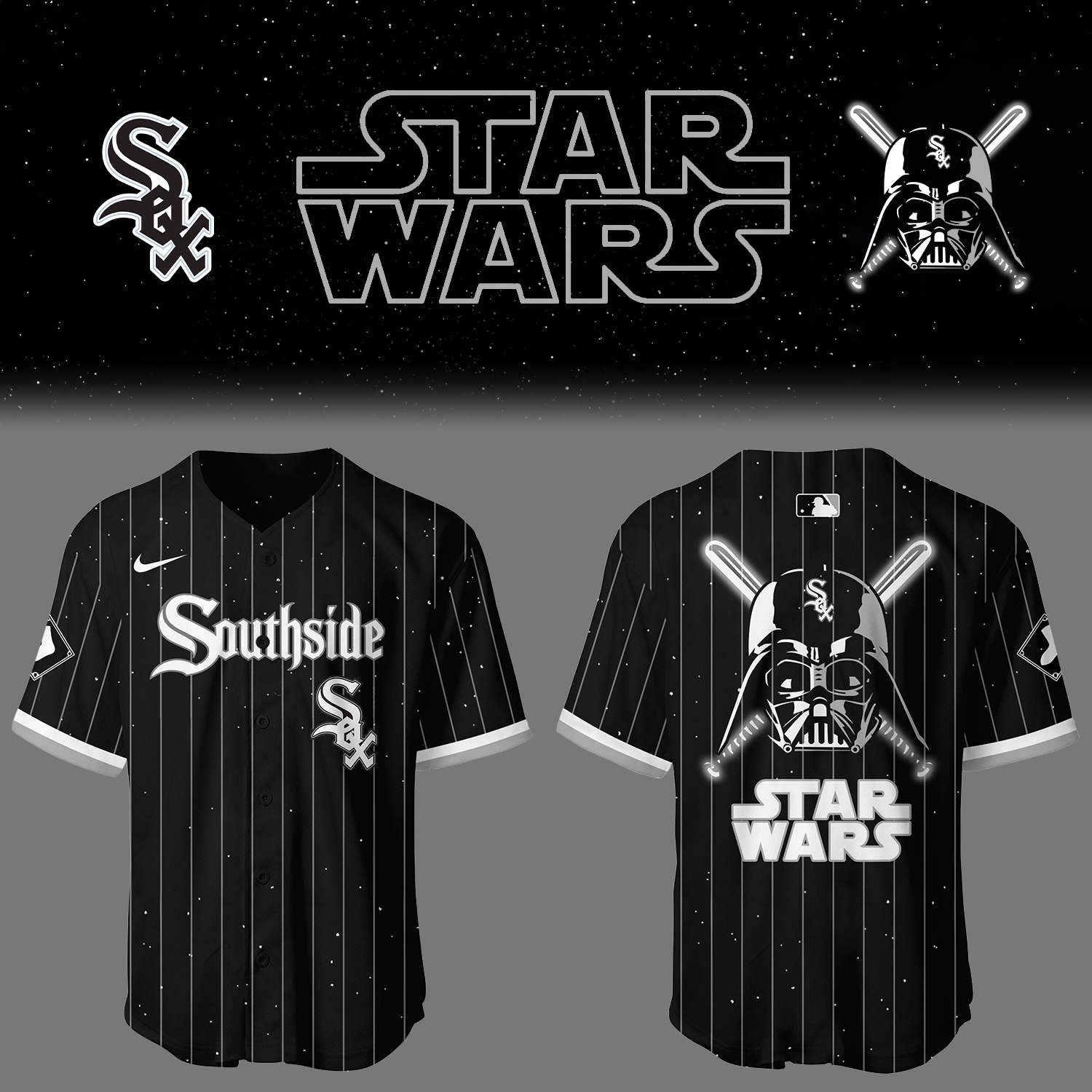 White Sox Baseball White Sox x Star Wars 2025 Black Jersey Gift Ideas For Baseball Players