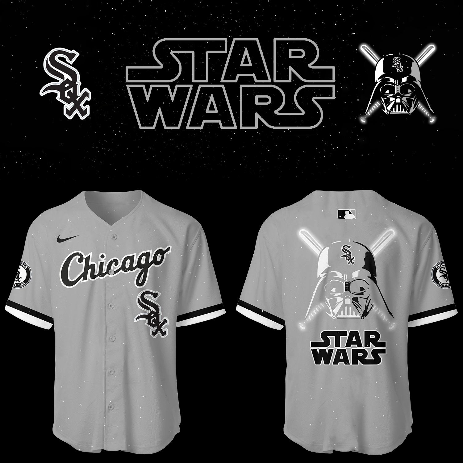 White Sox Baseball White Sox x Star Wars 2025 Grey Jersey Gifts For Baseball Fans