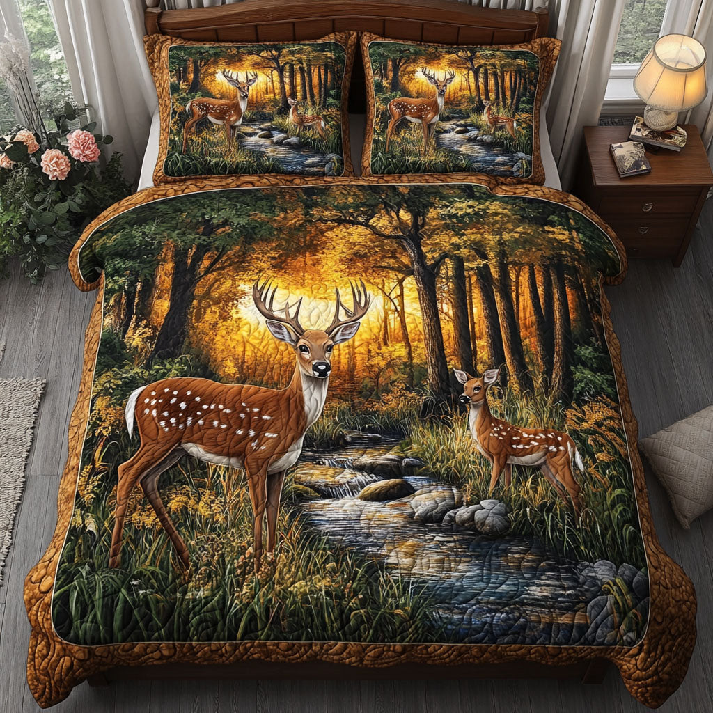 White tailed Deer Dreams Quilted Bedding Set Bed Decor Christmas Presents For Deer Hunters