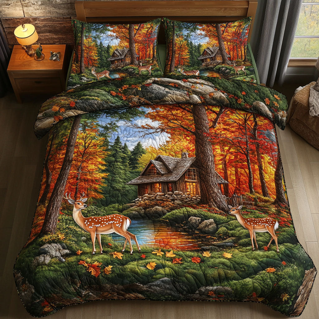 White tailed Deer Escape Quilted Bedding Set Bedroom Decorations Cool Gifts For Deer Hunters