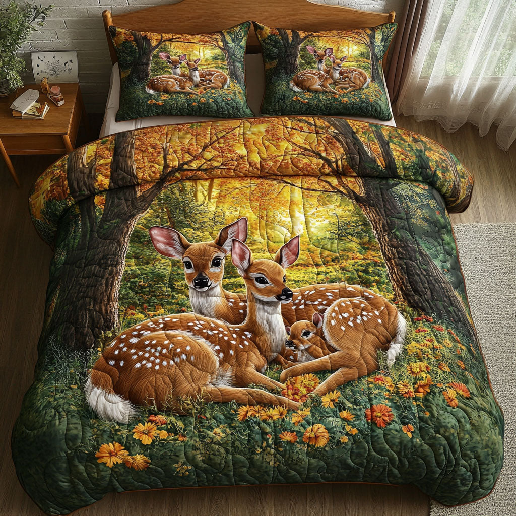 White tailed Deer Grace Quilted Bedding Set Cozy Bedroom Decor Good Gifts For Deer Hunters