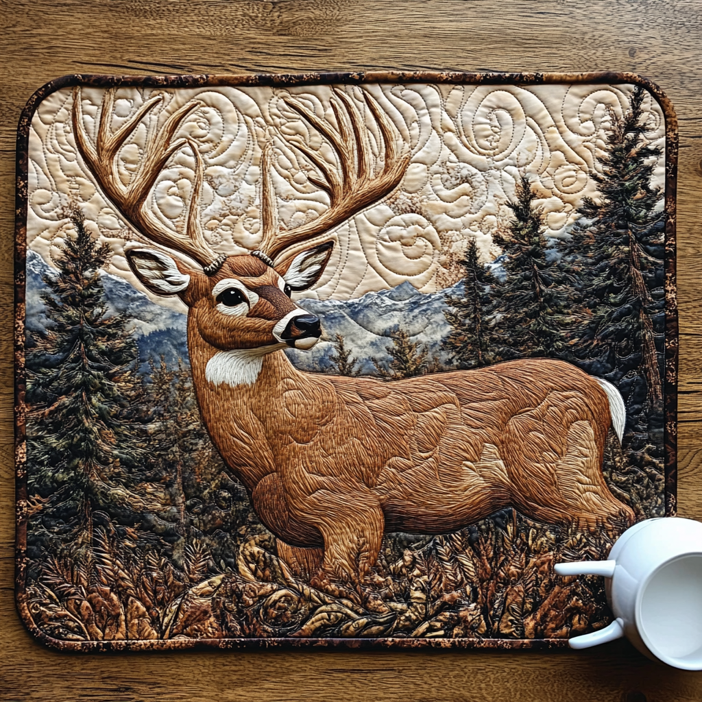 White-Tailed Deer Quilted Place Mat Home Decor Items Presents For Deer Hunters