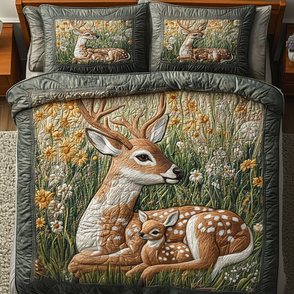 White tailed Deer Serenity Quilted Bedding Set Bedroom Decor Birthday Presents For Deer Lovers