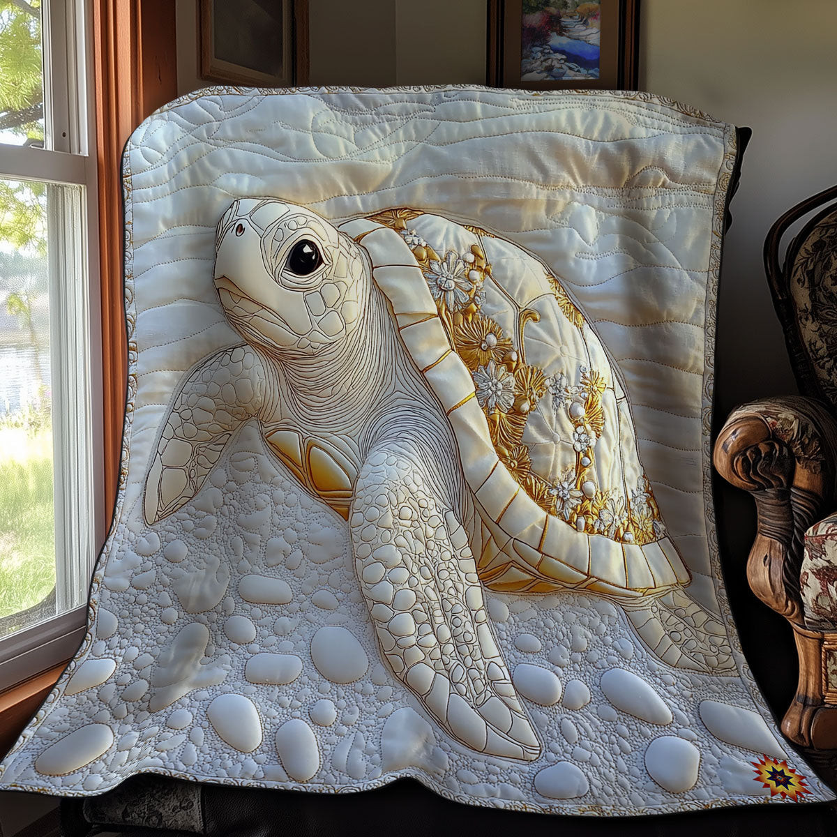 White Turtle Quilt Blanket Couch Blanket Perfect Mother' Day Gifts
