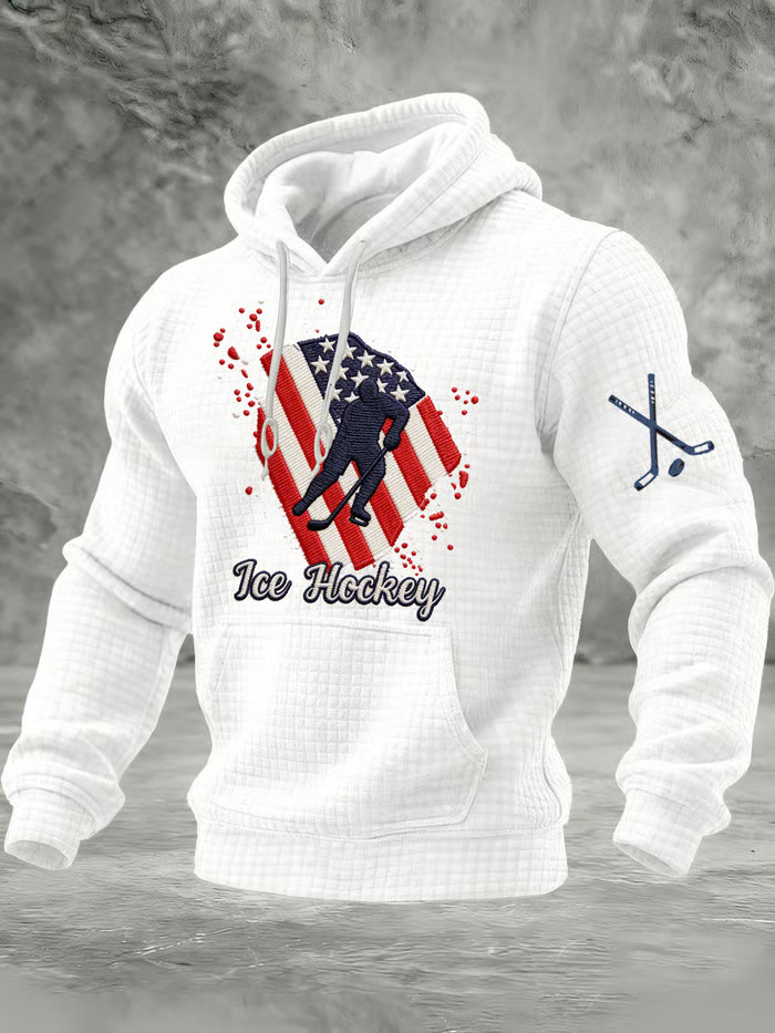 White USA 2026 Ice Hockey Hoodie Hockey Lovers Game Day Hoodie Present For Him