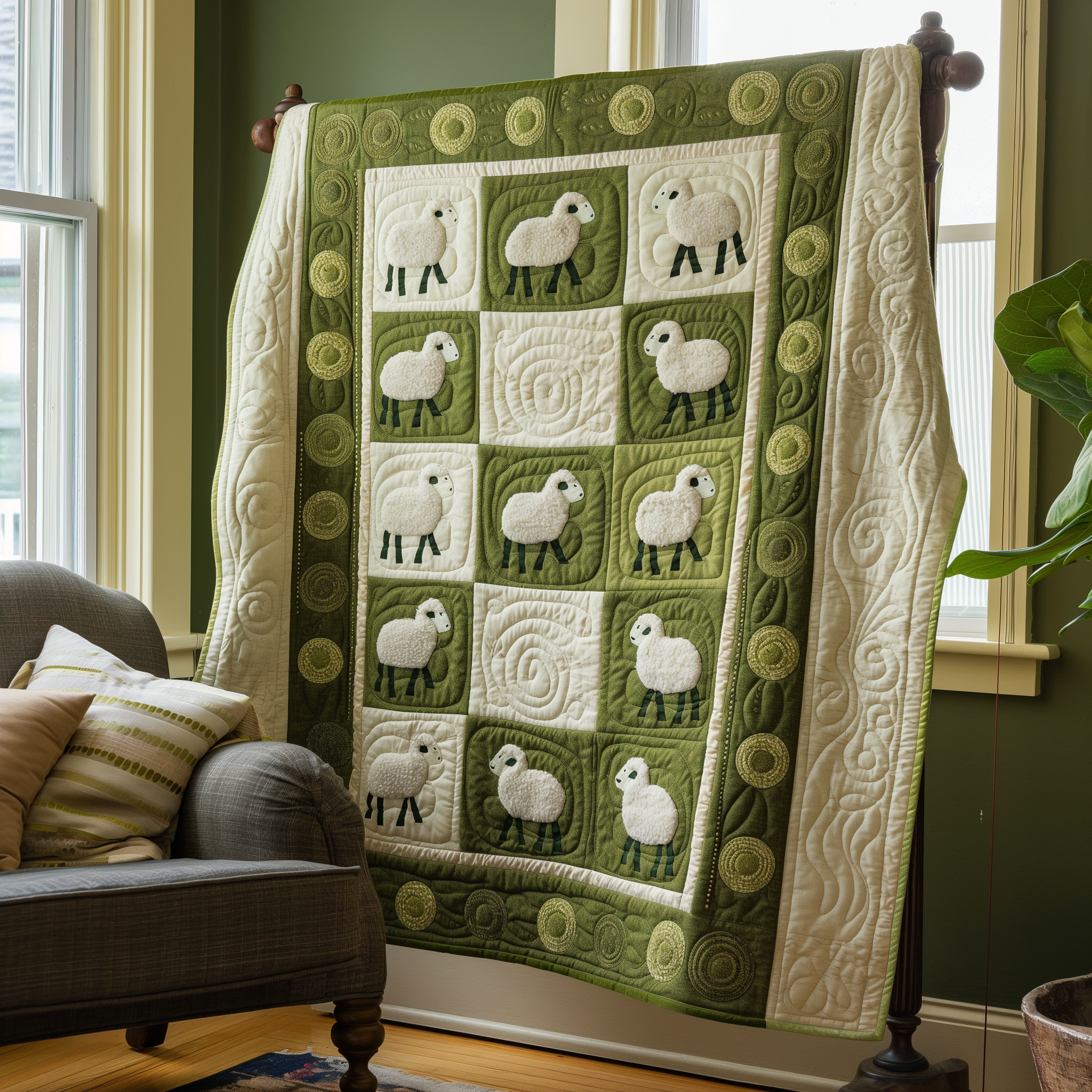 White Woolly Sheep Quilted Blanket Presents For Sheep Lovers