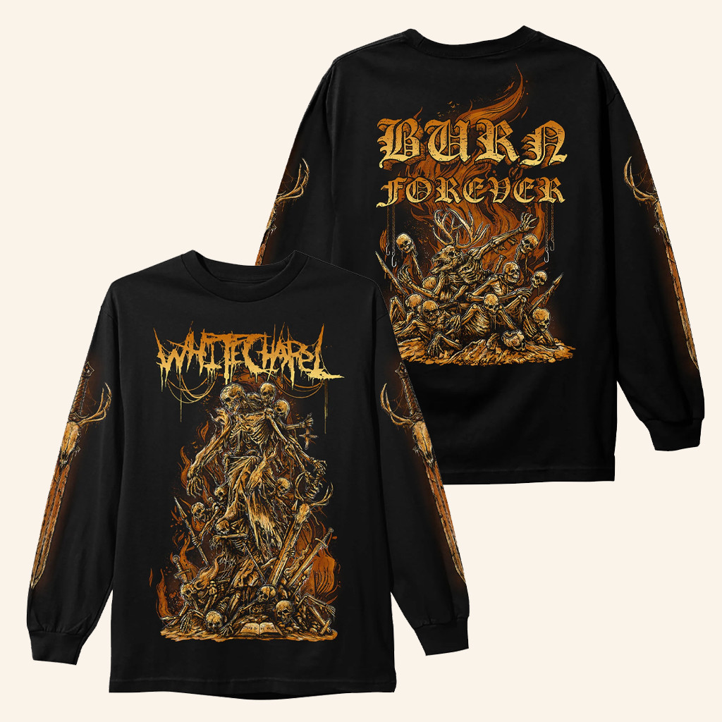 Whitechapel Band Merch Burn Forever Black Long Sleeve T-Shirt Birthday Presents For Boyfriend