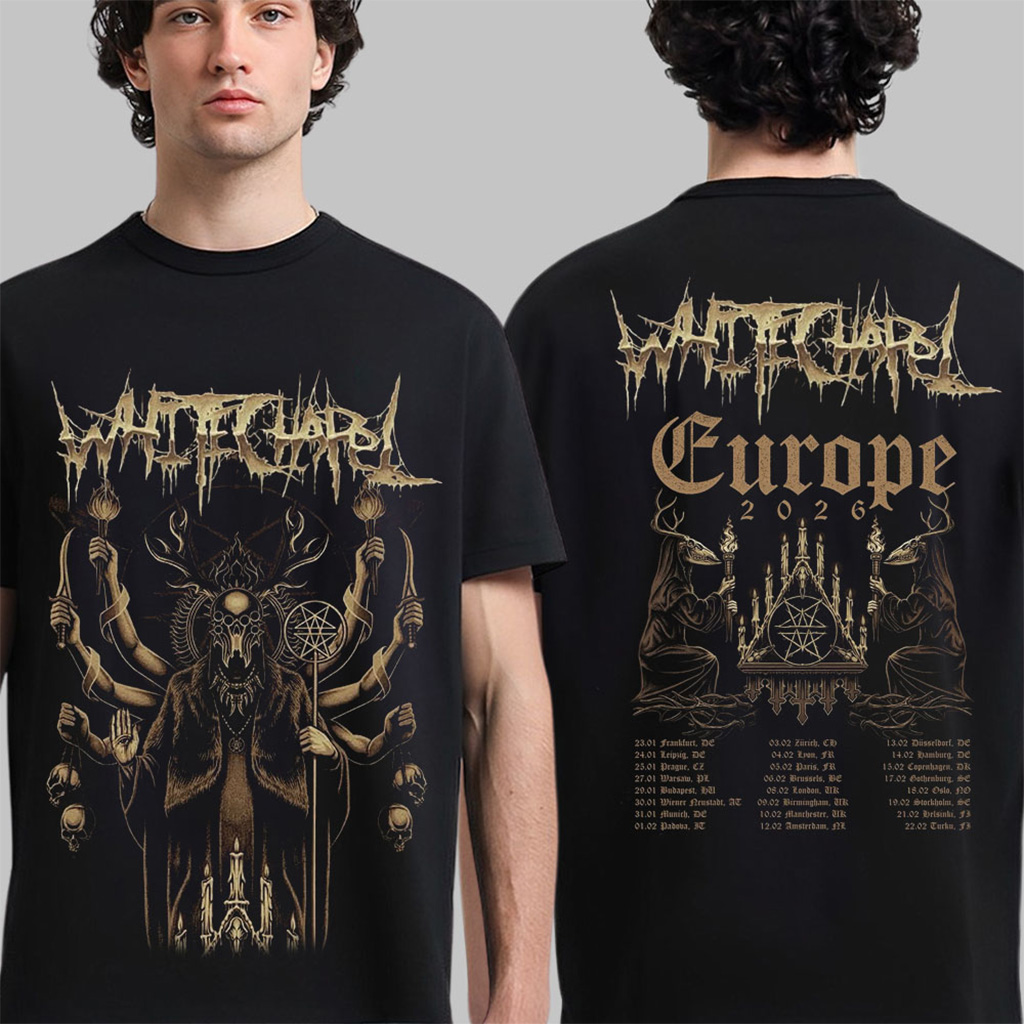 Whitechapel Europe And UK Tour 2026 Hunt Kill Feast Conquer Schedule Dates Two Sided T-Shirt