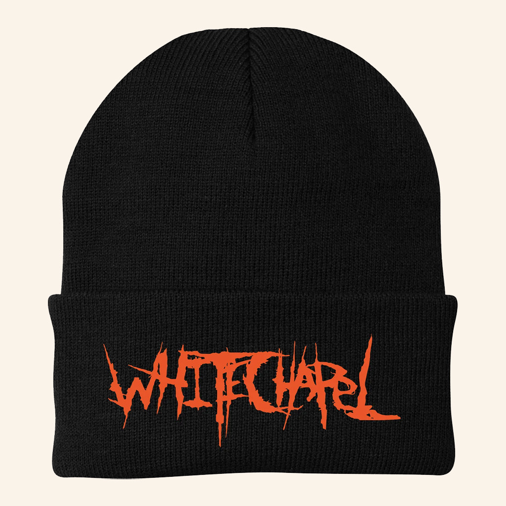 Whitechapel Merch Classic Logo Orange On Black Beanie Christmas Gift Ideas For Husband