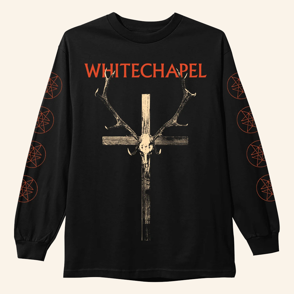 Whitechapel Merch Deer Cross Black Long Sleeve T-Shirt Christmas Gifts For Husband