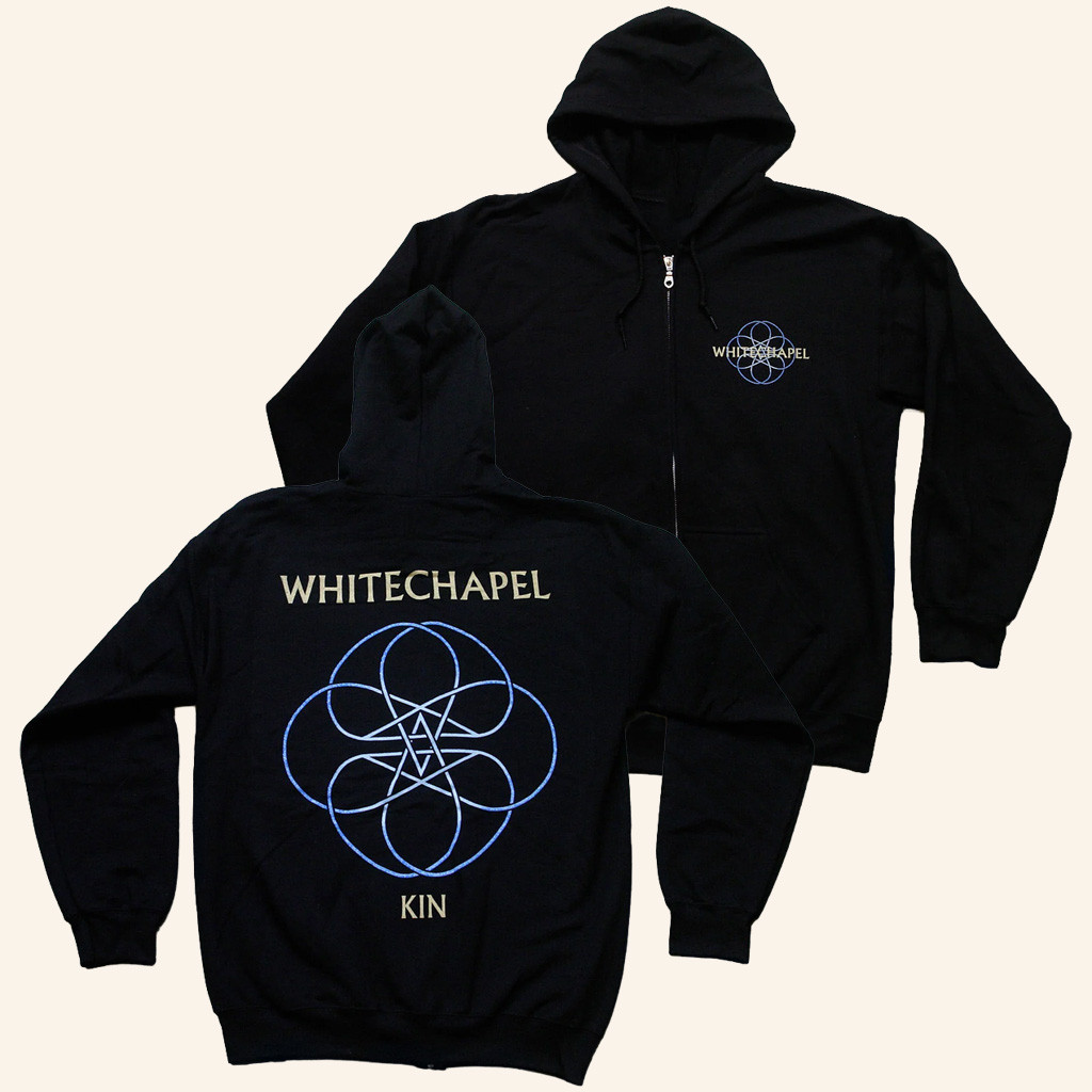 Whitechapel Merch KIN Black Zip Hoodie Whitechapel Hoodie Gifts For Dudes