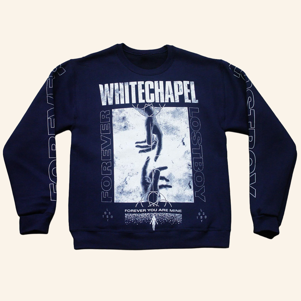 Whitechapel Merch Lost Boy Navy Crewneck Whitechapel Sweatshirt Gifts For Him