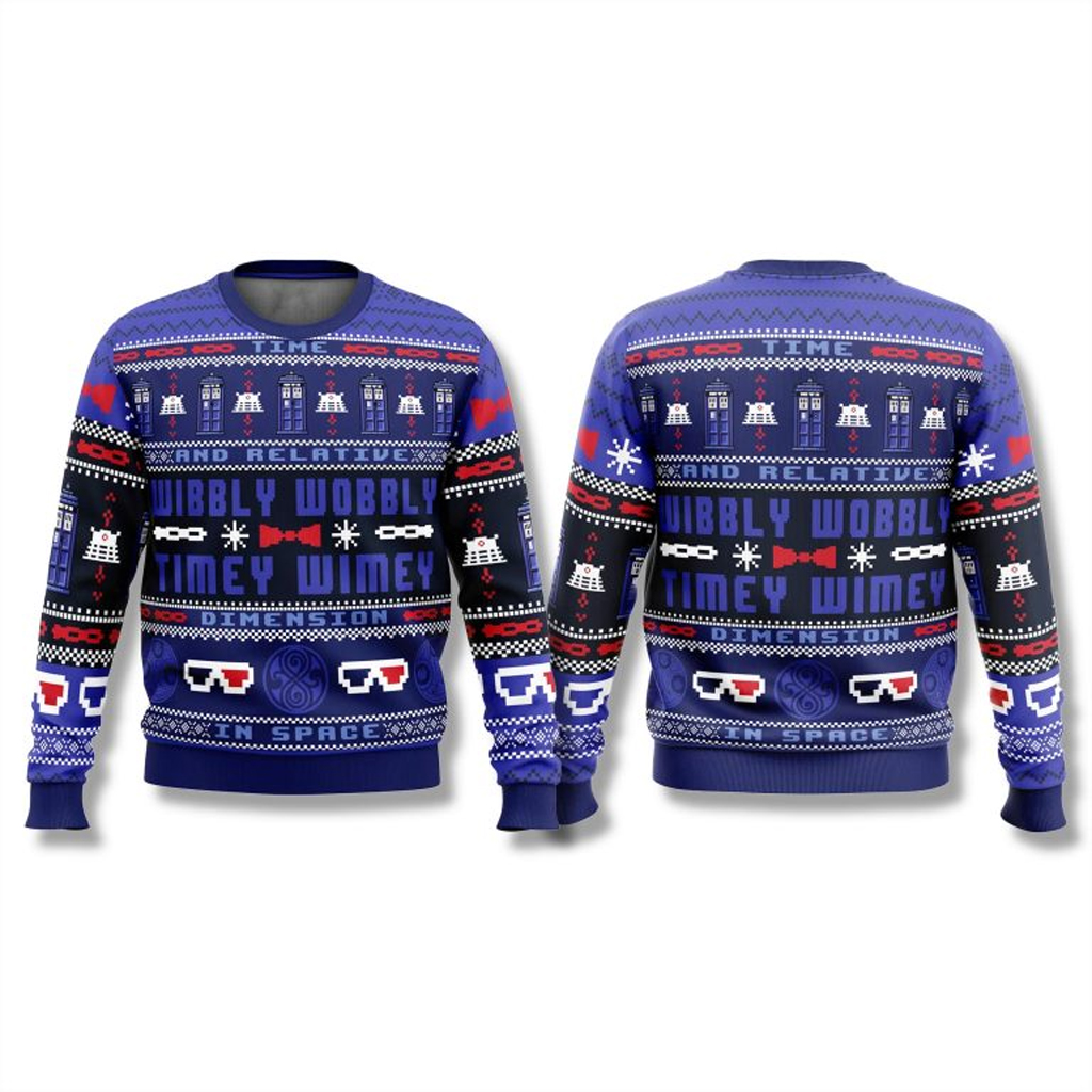 Wibbly Wobbly Timey Wimey Doctor Who Ugly Christmas Sweater Christmas Gifts For Him