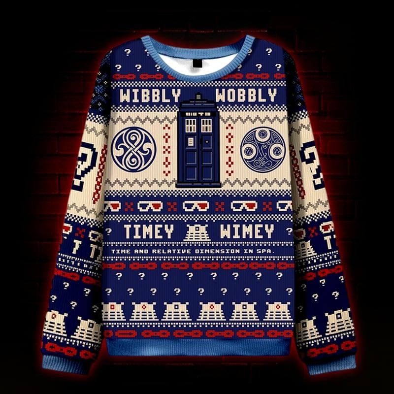 Wibbly Wobbly Timey Wimey Ugly Christmas Sweater Best Xmas Apparel Gift Ideas For Son
