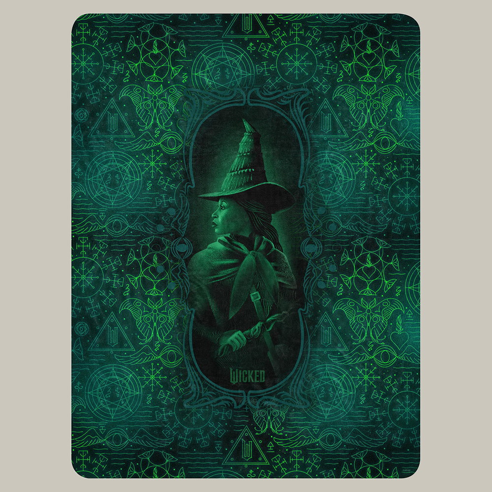 Wicked Elphaba Grimmerie Sherpa Blanket AMC Wicked Merch Best Gifts For Elphaba Fans