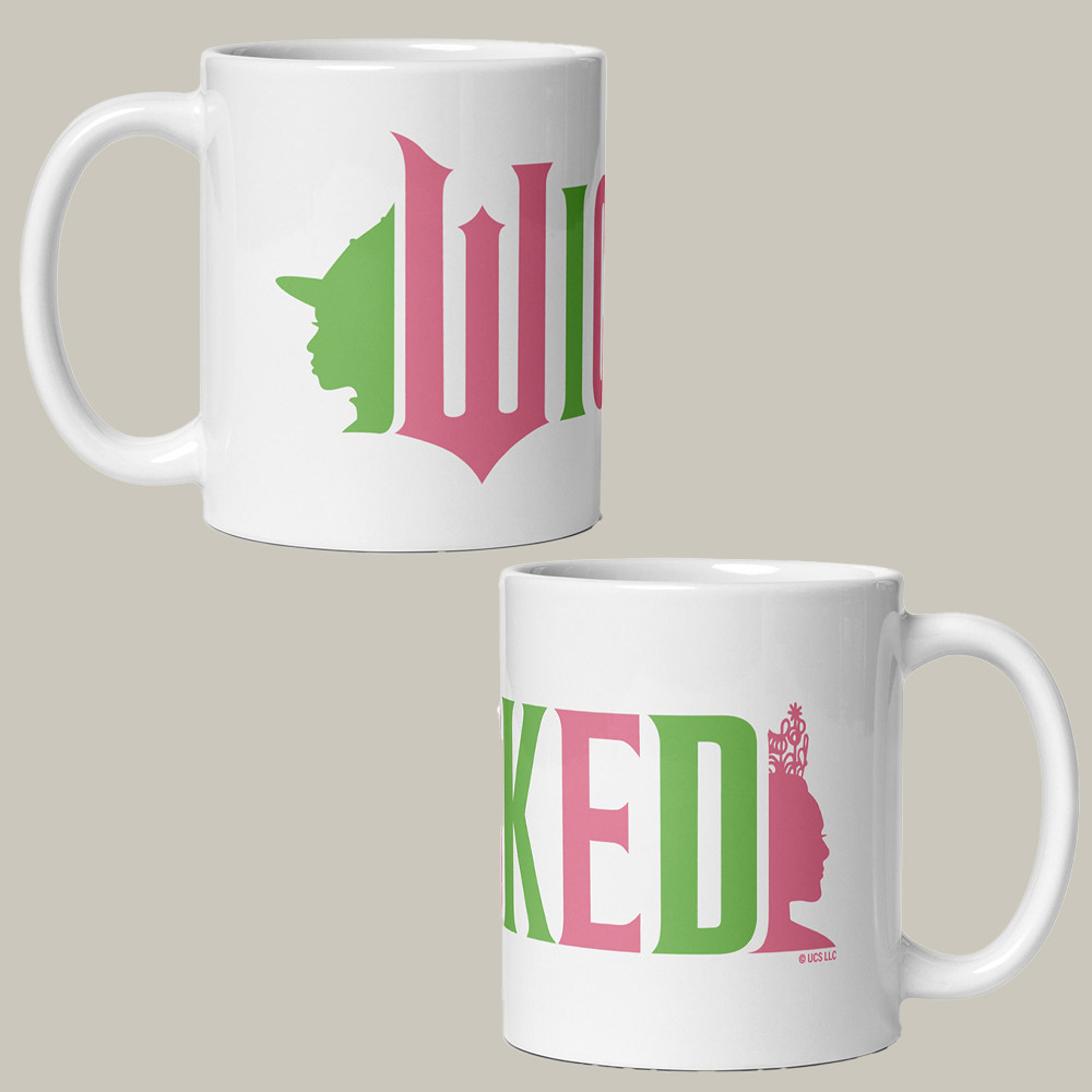Wicked Logo White Mug Glinda And Elphaba AMC Wicked Merch Tea Cups Fantasy Themed Gifts