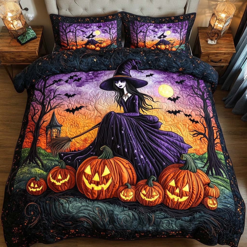 Wicked Night Quilted Bedding Set Cool Bedroom Decor Halloween Gifts For Girlfriend