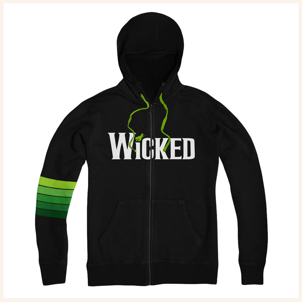 Wicked The Musical Merch Wicked Stripe Logo Zip Hoodie Gifts For Boyfriend