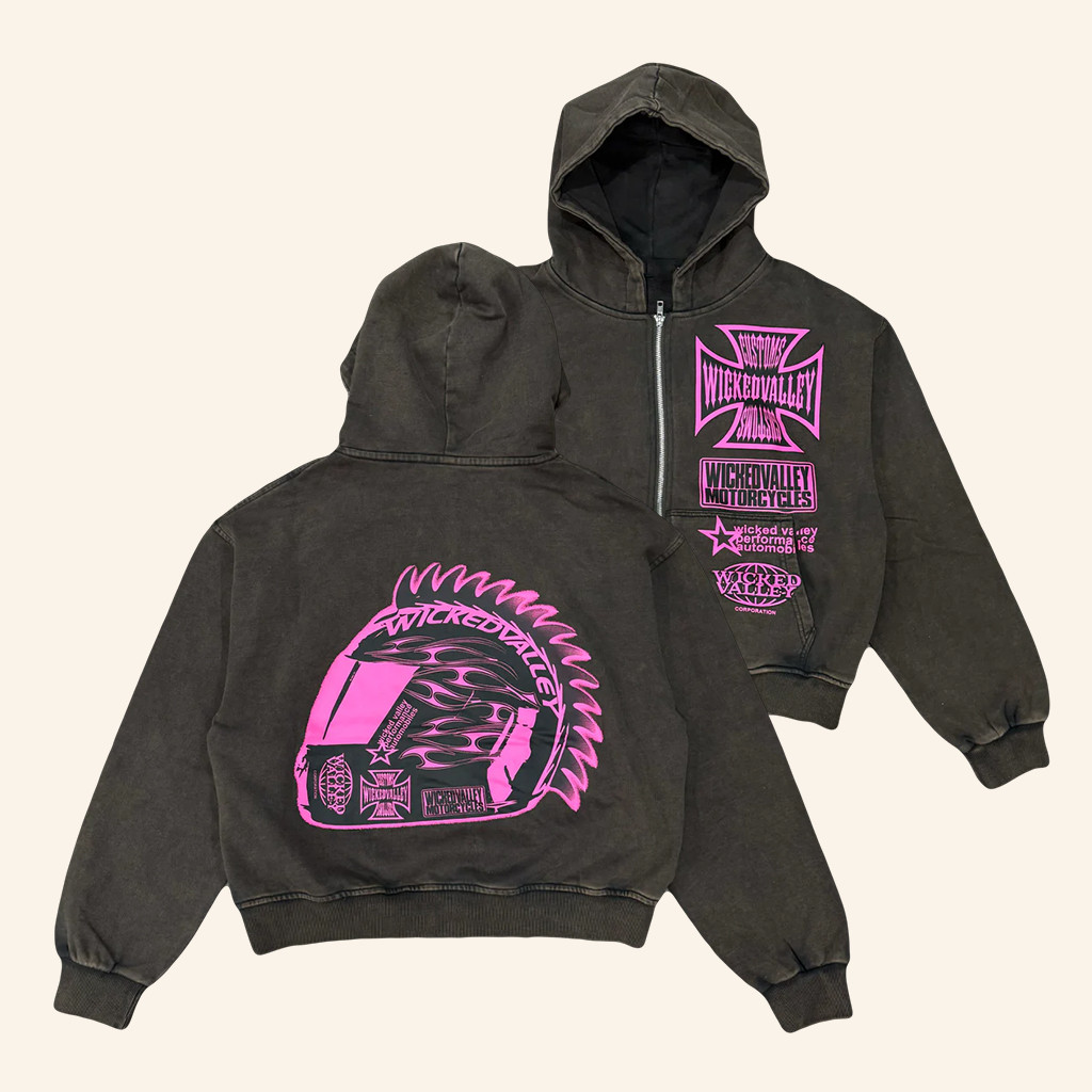 Wicked Valley USA Merch Moto Helmet Zip Hoodie Unique Gifts For Friends