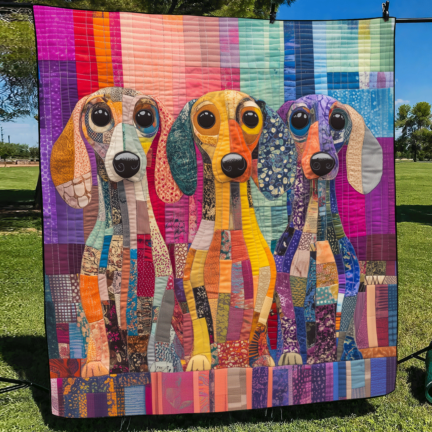 Wiener Dog Fun Quilted Blanket Presents For Dog Lovers