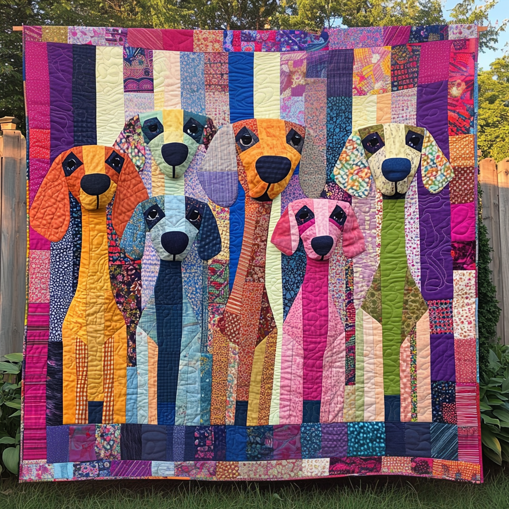 Wiener Dog Wonderland Quilted Blanket Presents For Dog Lovers