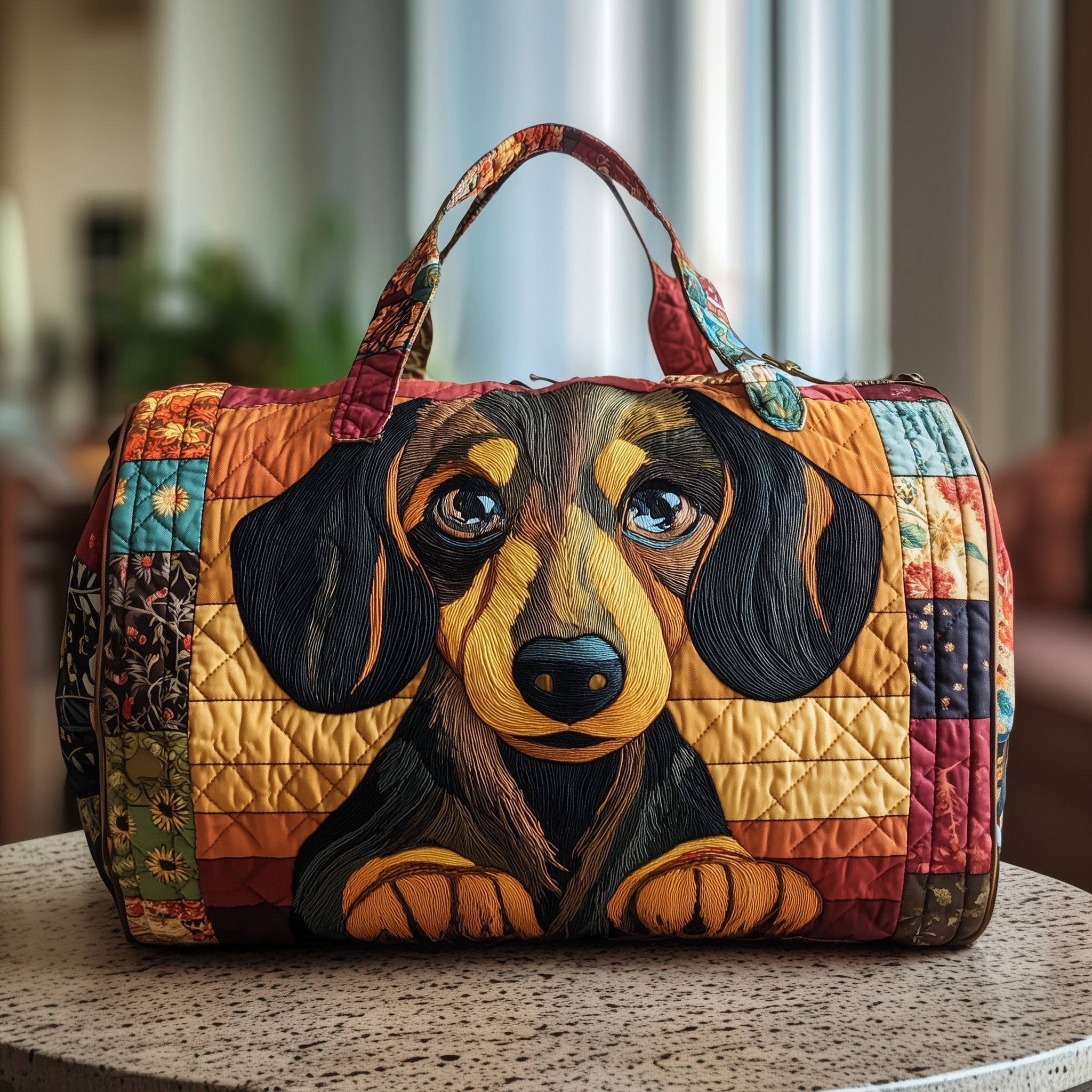 Wiener Potrait Quilted Duffle Bag Birthday Gift Idea