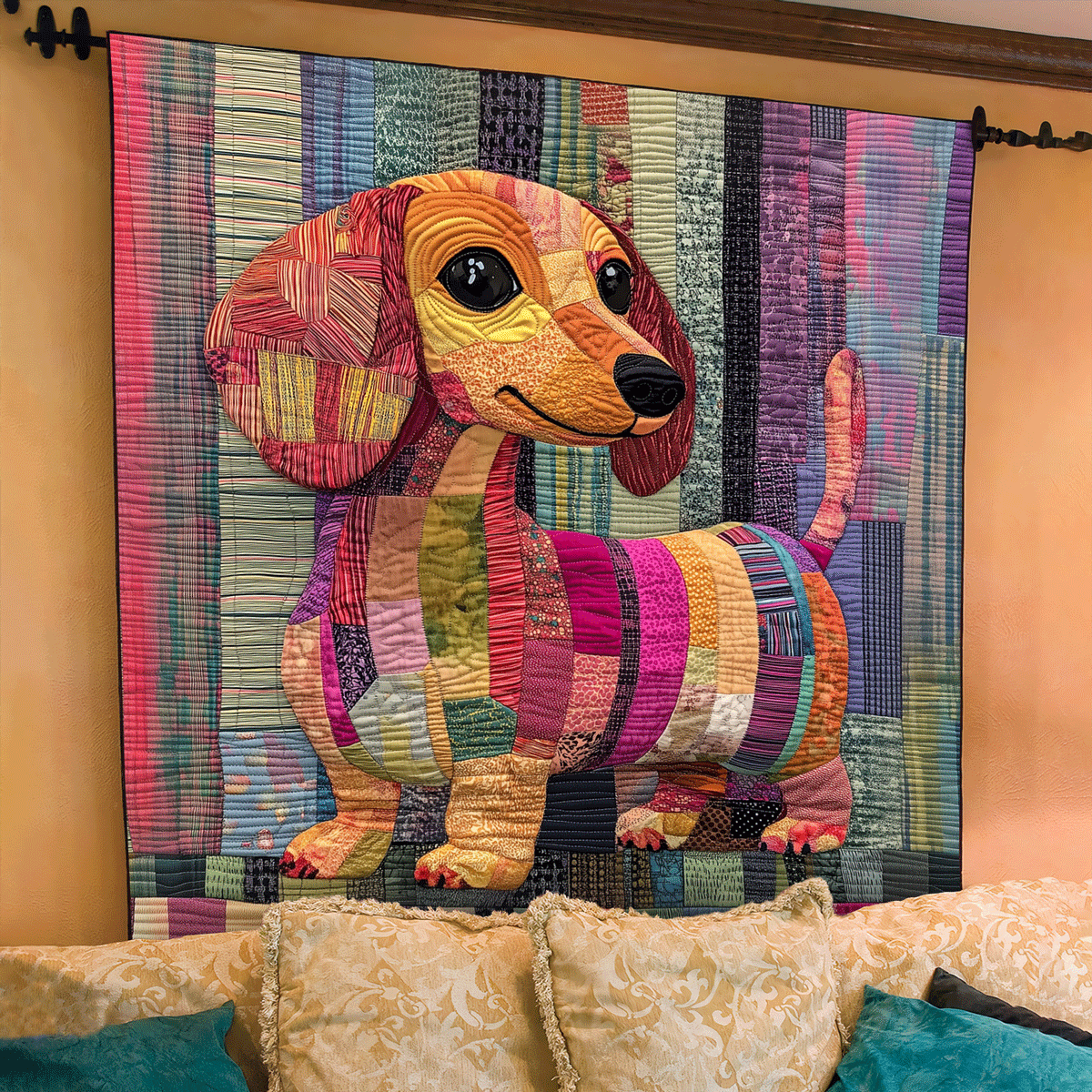 Wiener Pup Bliss Quilted Blanket Presents For Dog Lovers