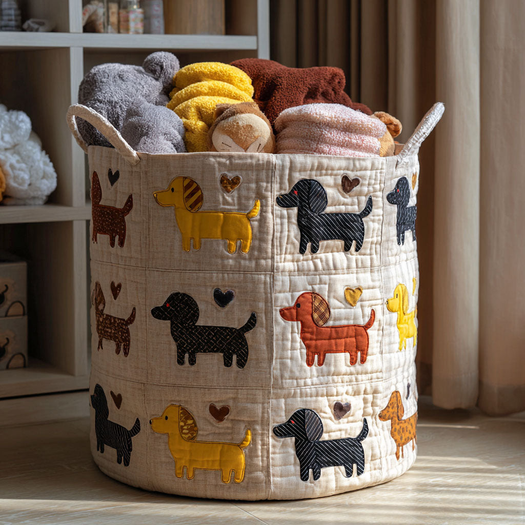 Wiener Wonderland Quilted Laundry Basket Excellent Gift For Her