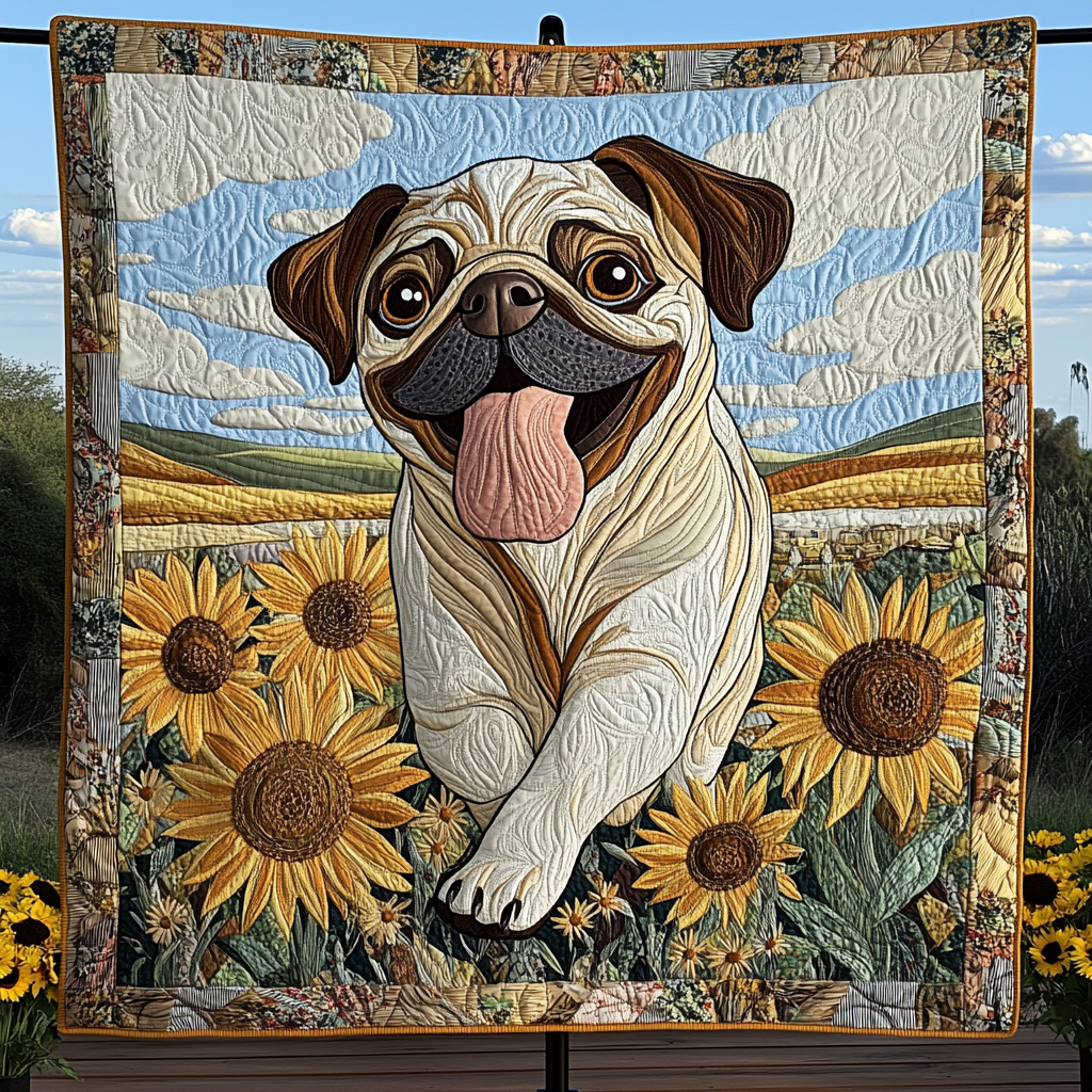 Wiggly Pug Joy Quilted Blanket Best Gifts For Dog Owners