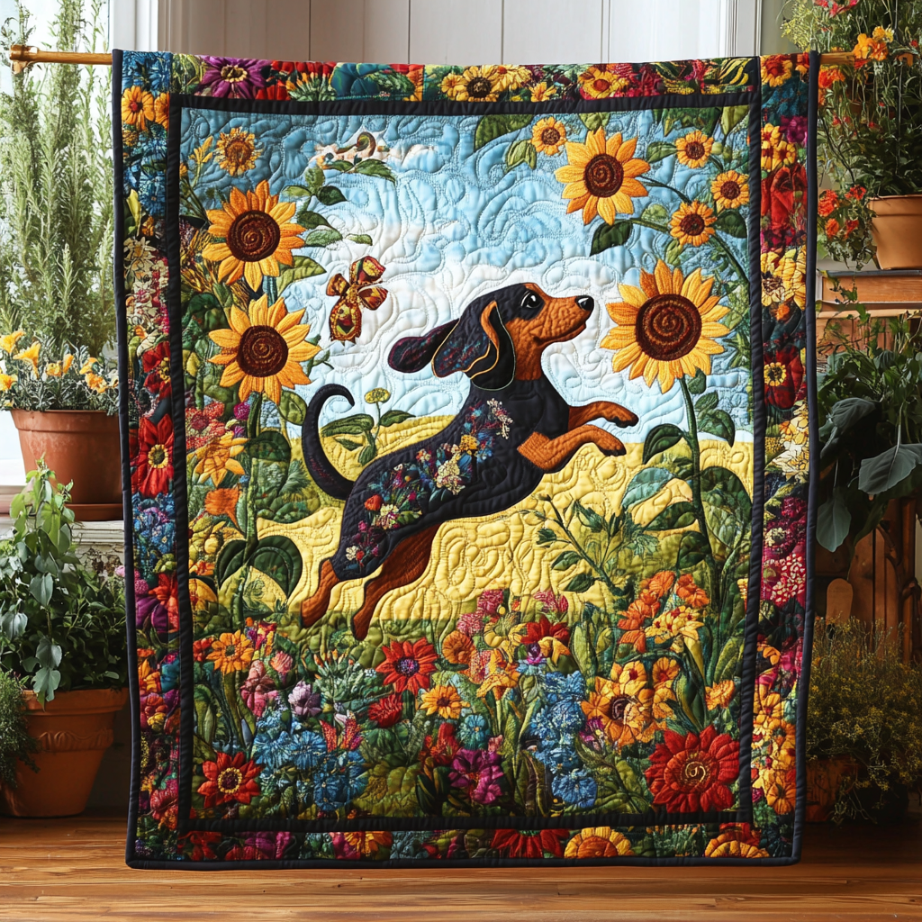 Wiggly Weiner Wonders Quilted Blanket Best Christmas Gifts For Dog Lovers