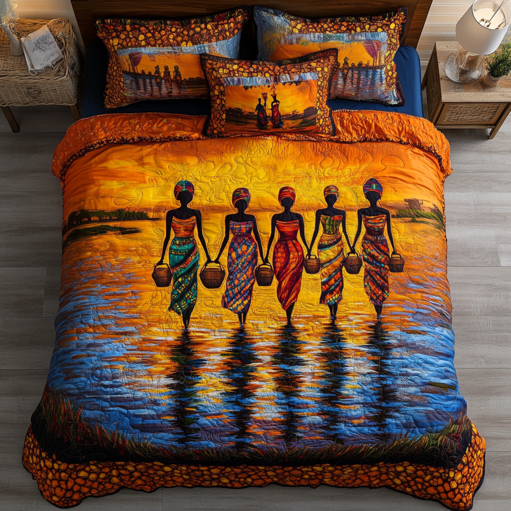Wild Africa Quilted Bedding Set Bed Decorations African American Heritage Month Gifts