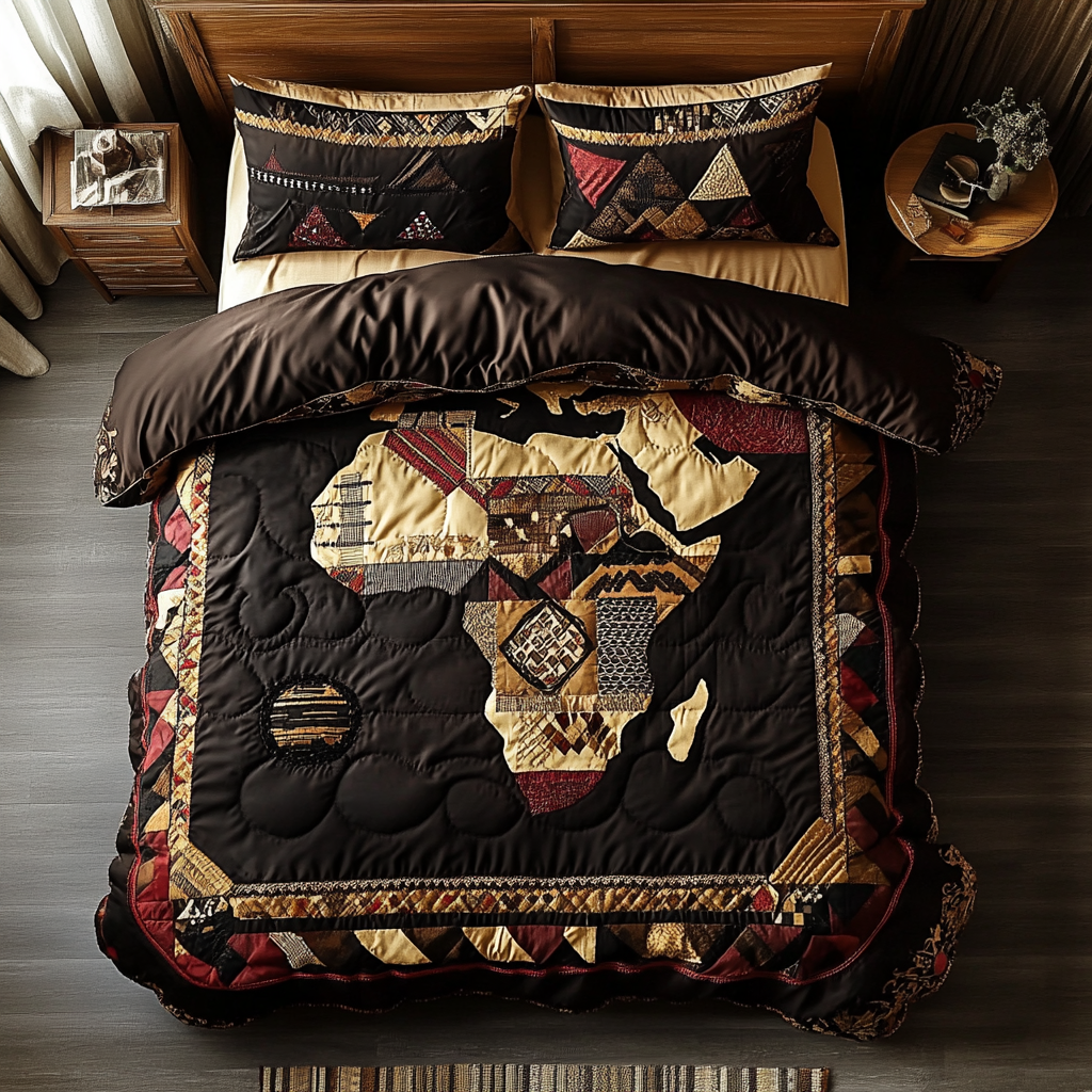 Wild Africa Quilted Bedding Set Bed Room Decoration African American Gifts For Her