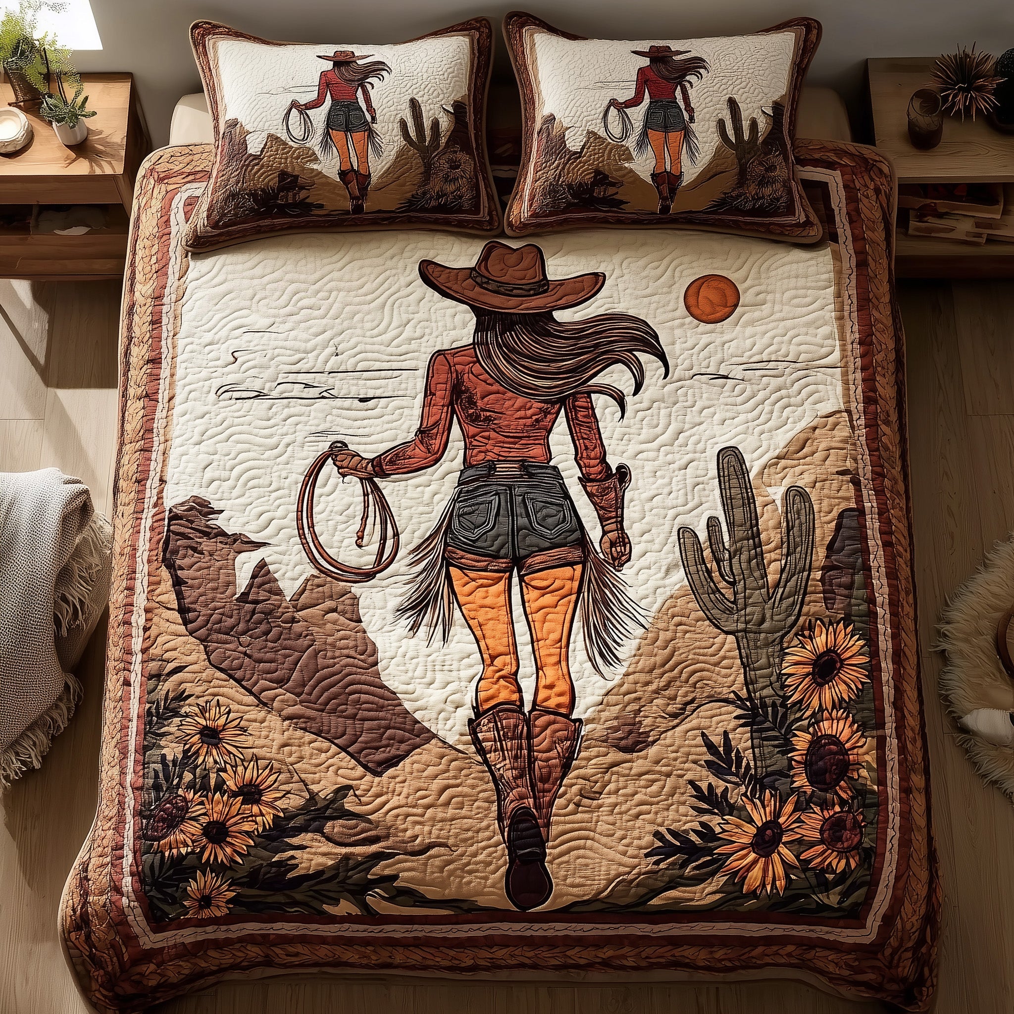 Wild and Free Quilted Bedding Set Duvet Cover Bedspread Western Gifts For Him