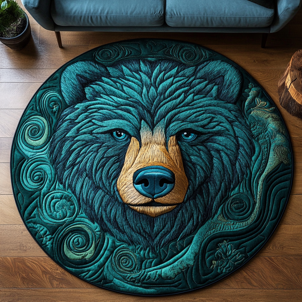 Wild Bear Spirit Quilted Round Mat Foyer Christmas Decor Bear Gifts For Mom