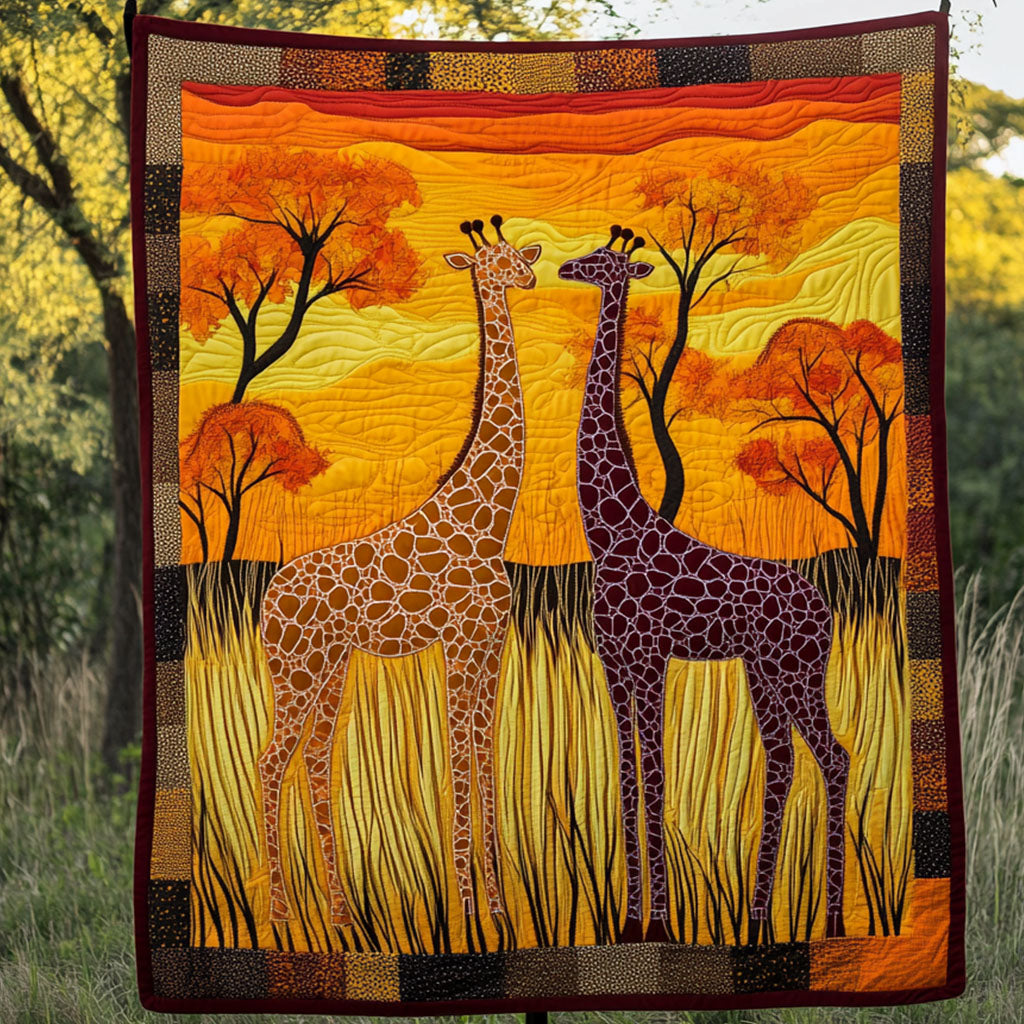 Wild Beauty Giraffes Quilted Blanket Winter Decor Blanket Best Giraffe Gifts Items