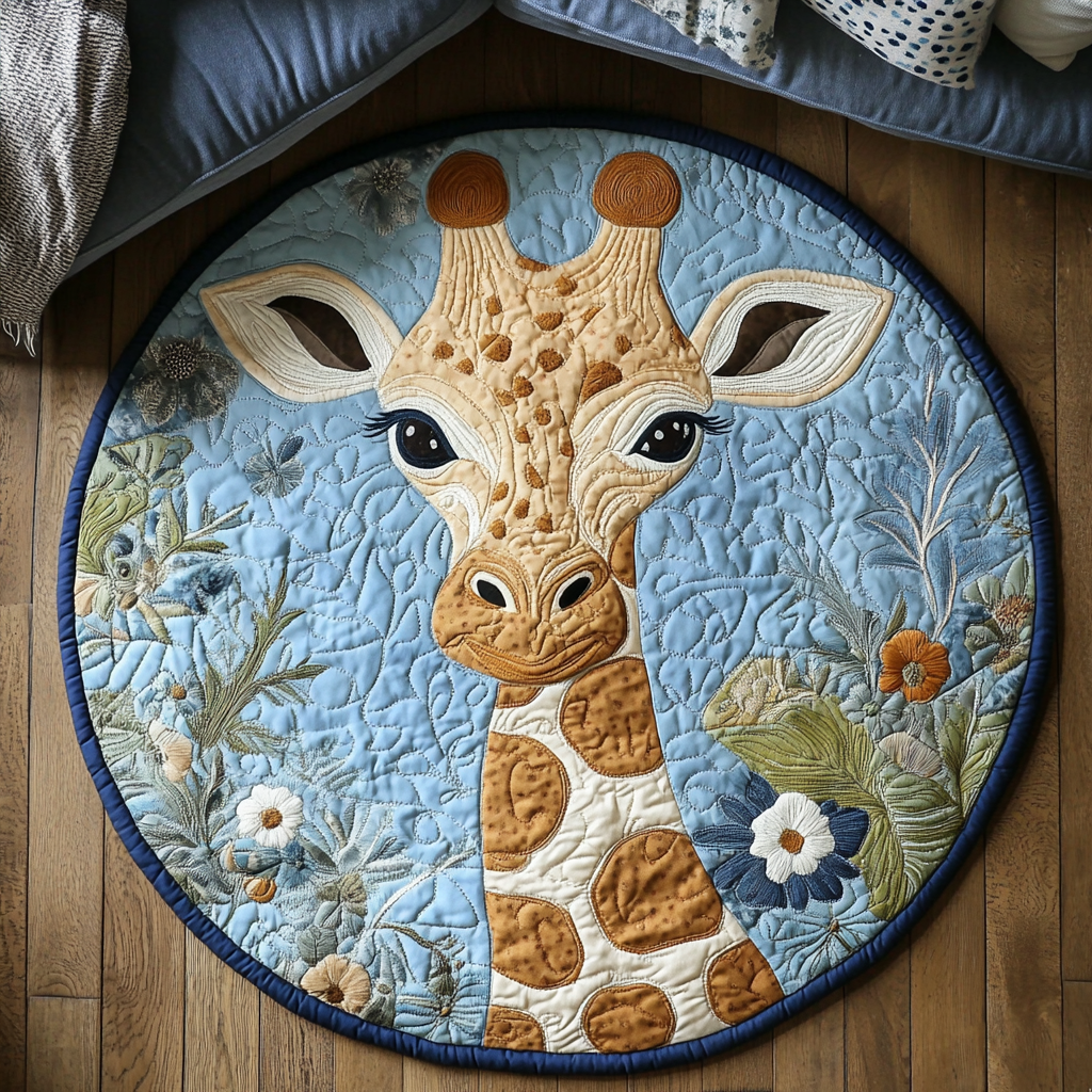 Wild Beauty Quilted Round Mat Entry Way Ideas Giraffe Christmas Gifts