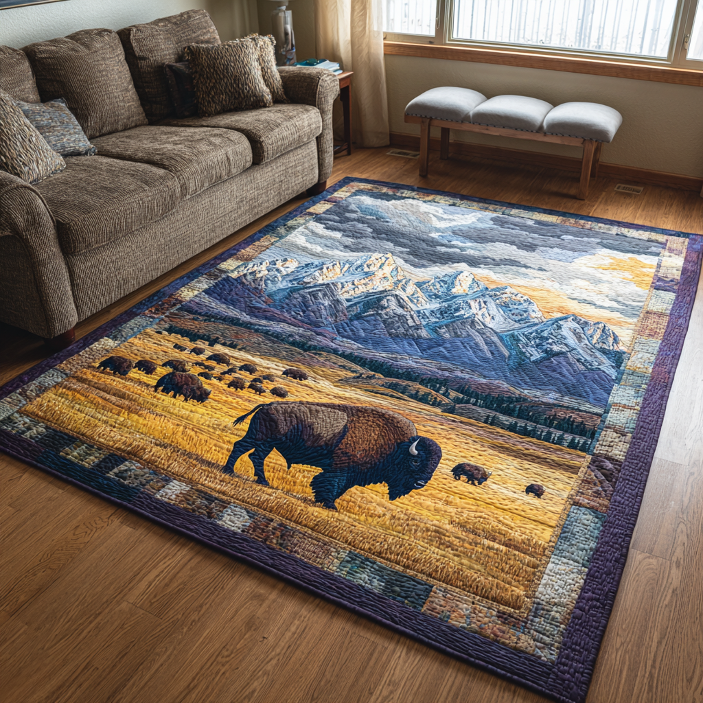 Wild Bison Area Rug Christmas Decor Bison Themed Gifts