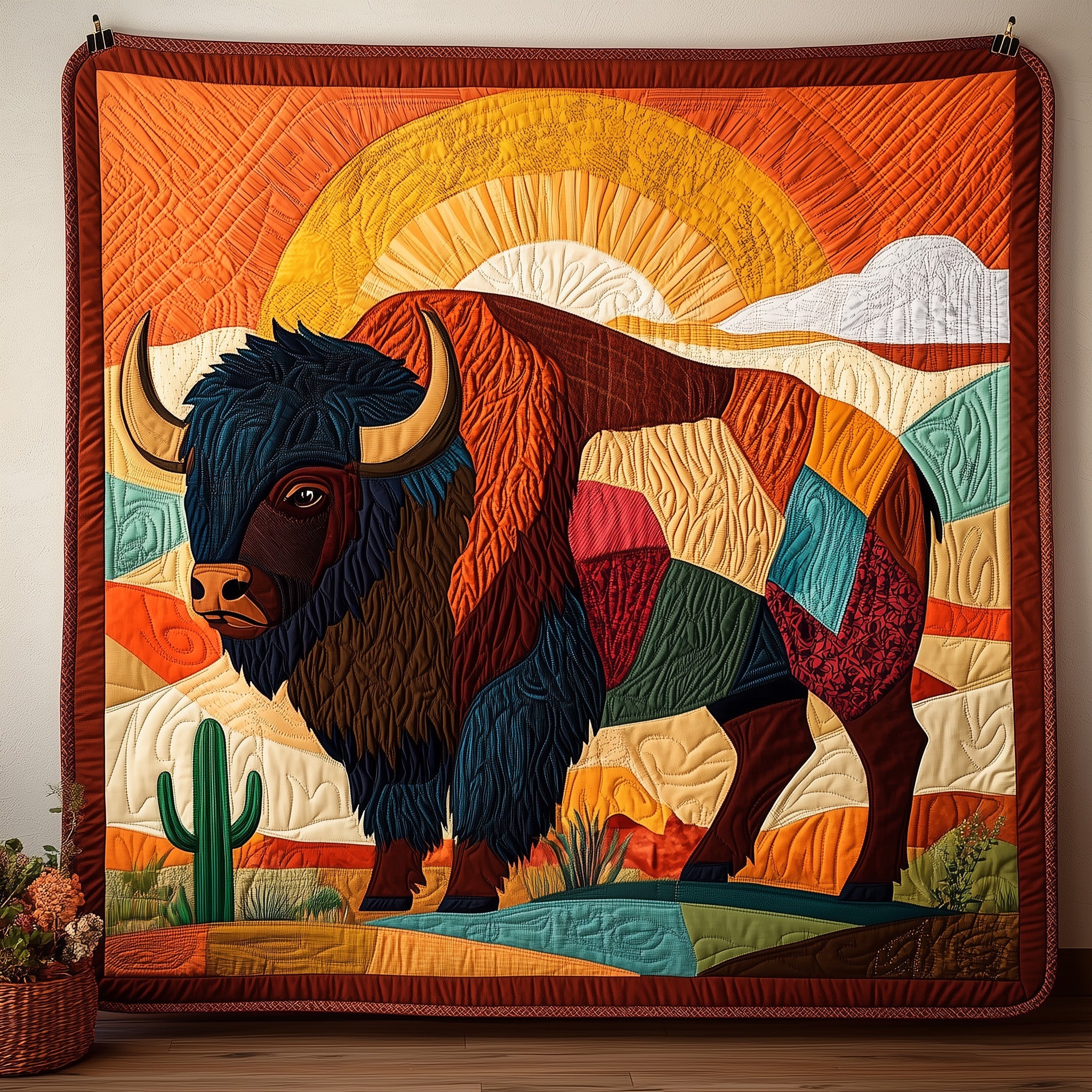 Wild Bison Quilted Blanket Best Couch Throw BlanketBest Bison Related Gifts