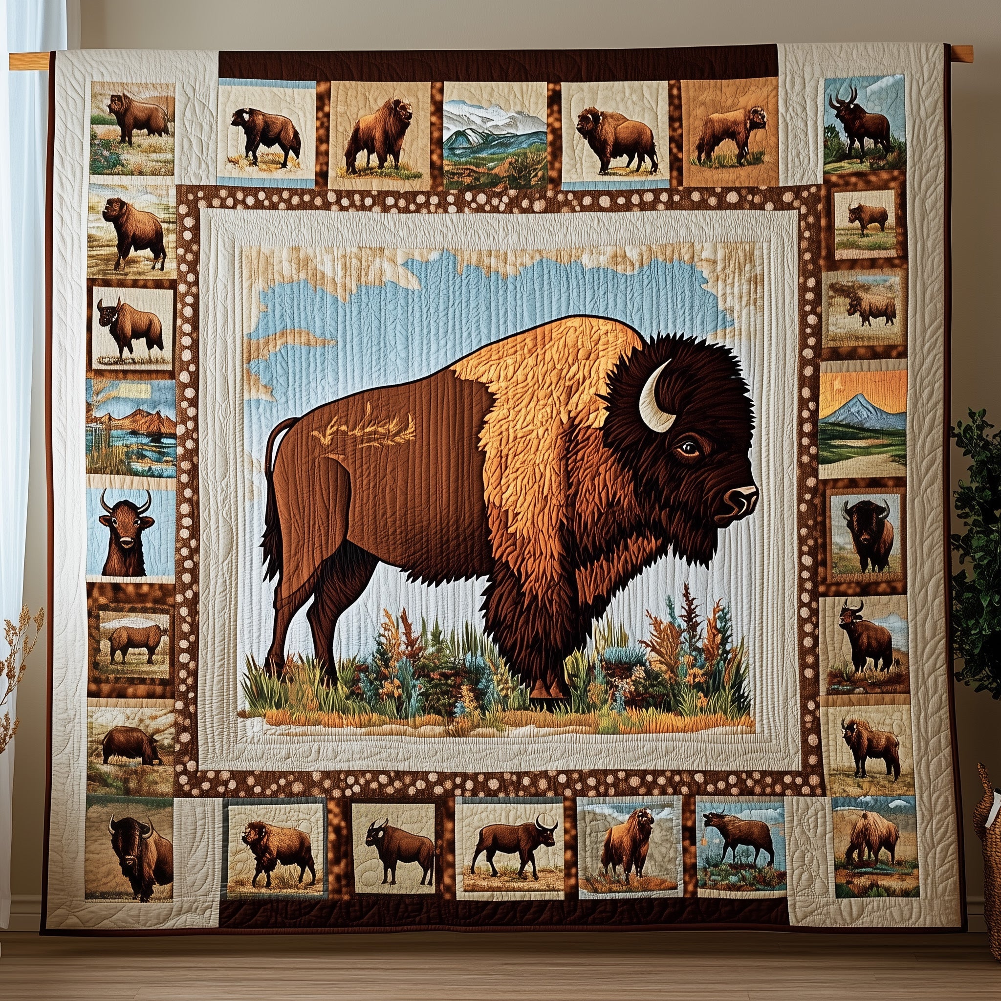 Wild Bison Quilted Blanket Best Couch Throw BlanketBison Unique Presents