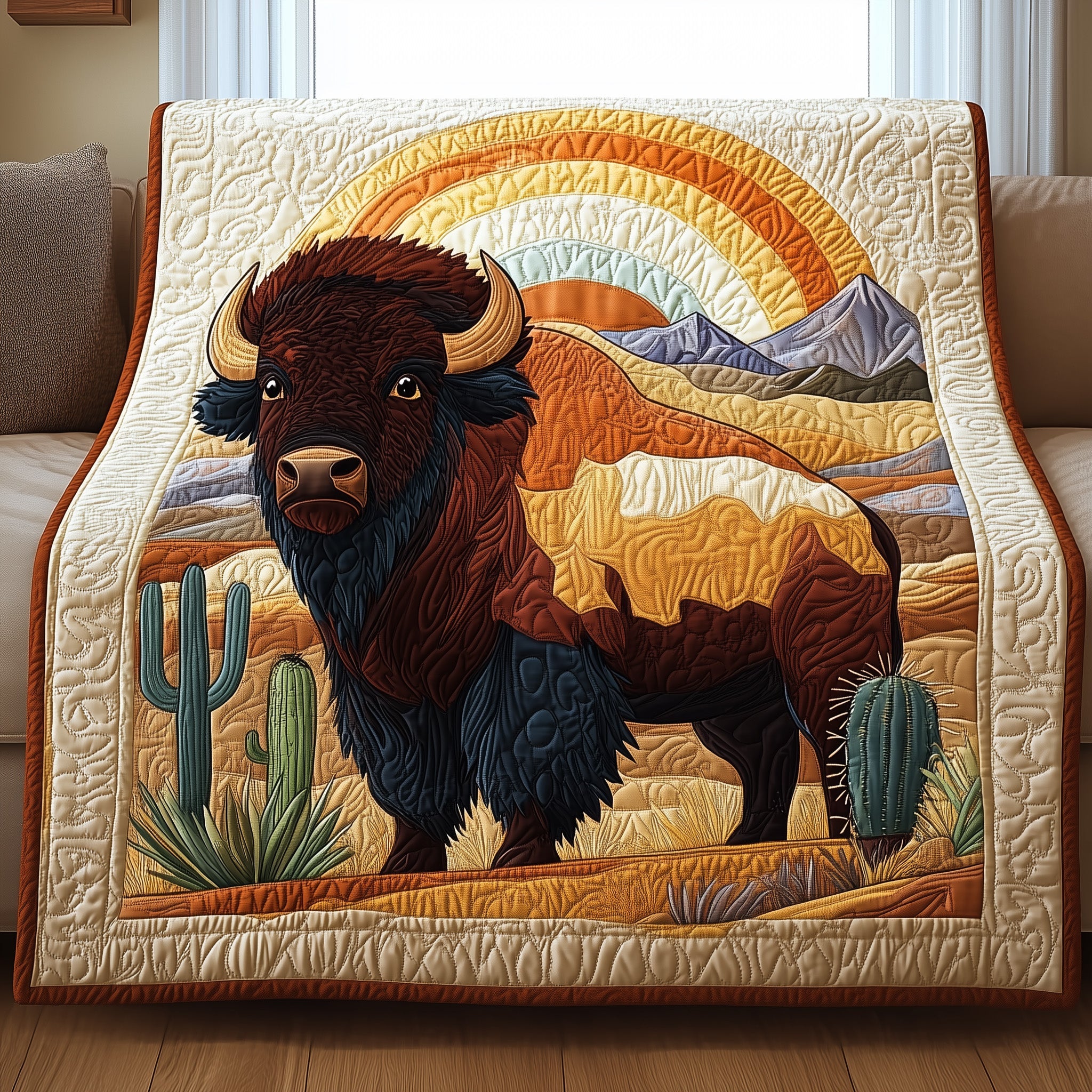 Wild Bison Quilted Blanket Best Couch Throw BlanketGreat Bison Themed Gifts