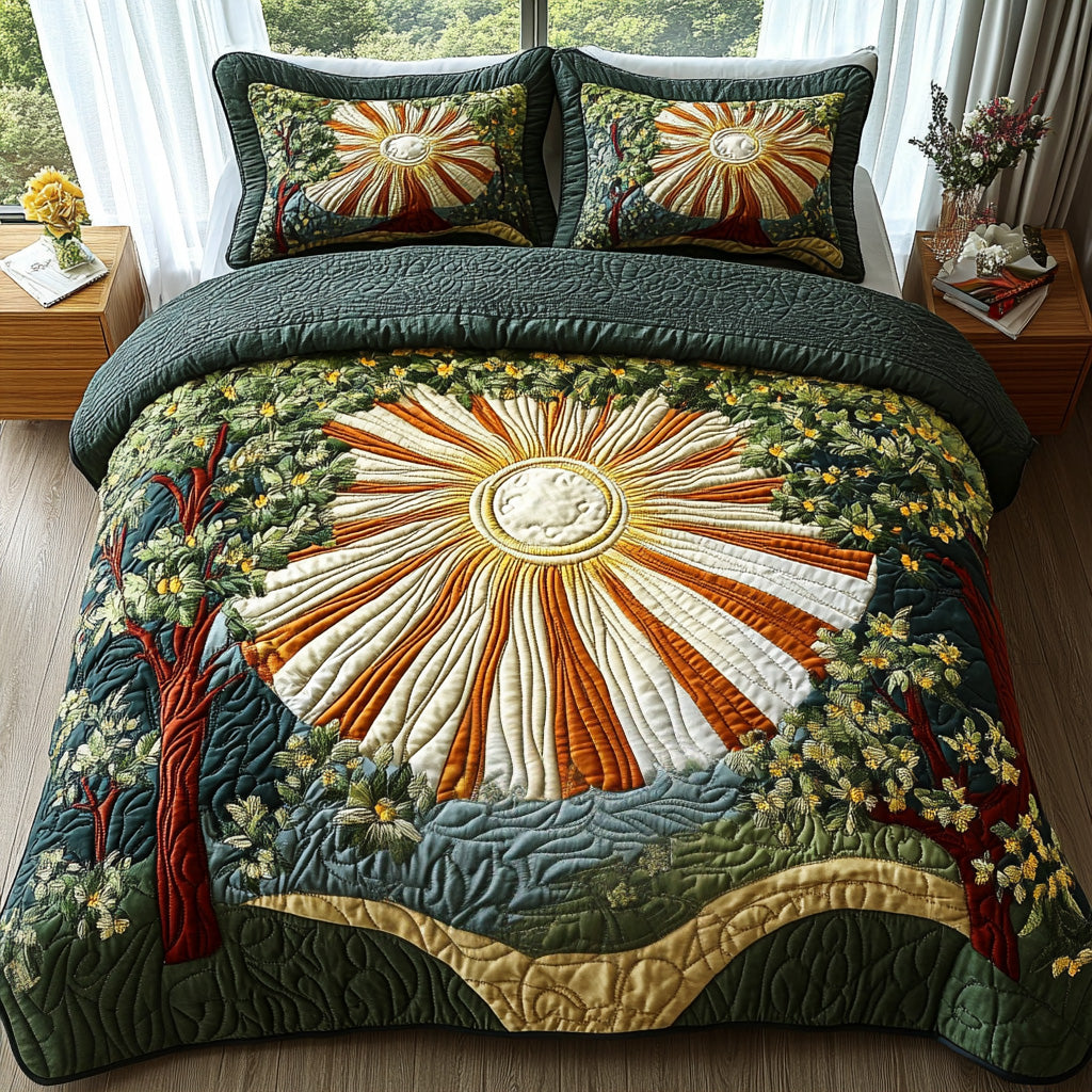 Wild Bloom Quilted Bedding Set Duvet Cover Bed Sheet Set Hippie Style Gifts