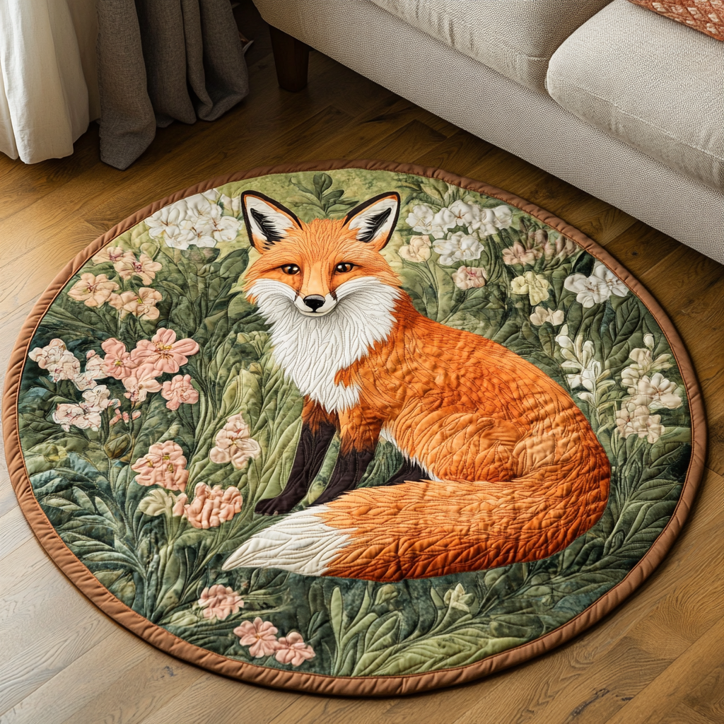 Wild Bloom Quilted Round Mat Front Door Idea Fox Related Gifts